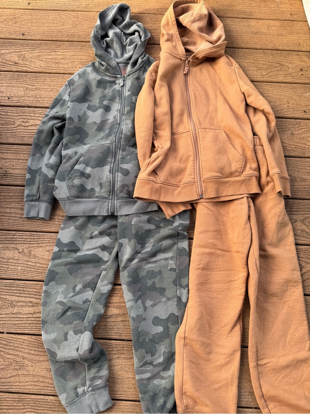 Kids' Camo Gray and Tan Sweatpants & Hooded Joggers Set